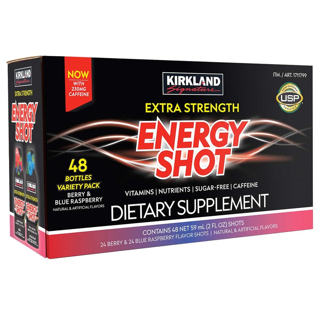 Kirkland Podpis Extra Síla Energy Shot, Dietní dodatek: 48 Lahve Variety Pack of 2 Fl Oz