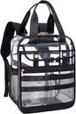 Clear PVC Transparentní Backpack, Velká vícekapsa pro práci a cestování (černá)
