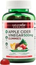 NatureWise Apple Cider Ocet Gummies - 1000mg ACV per 2 + vitamín B12 - Pectin Based Vegan, Gluten- Free, Non- GMO - 60 Počet [30- Day Supply for 1000mg or 2- Month Supply for 500mg]