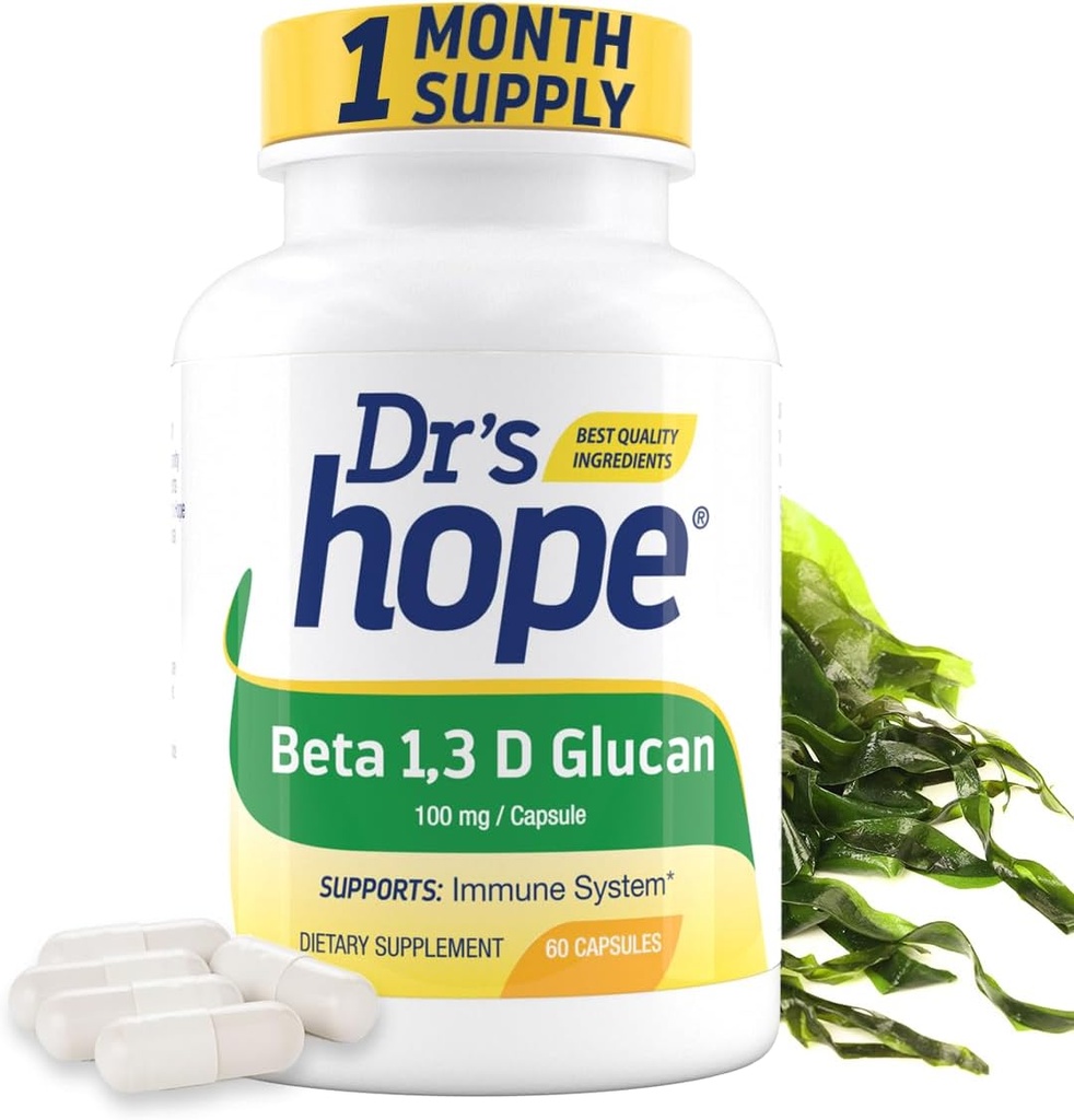Beta 1,3D Glucan 200mg 60 Veggie Kapsle - pro imunitní wellness - Clean Formule Dodatek - 2 Kapsle / den, 1- měsíční dodávky - Made in USA