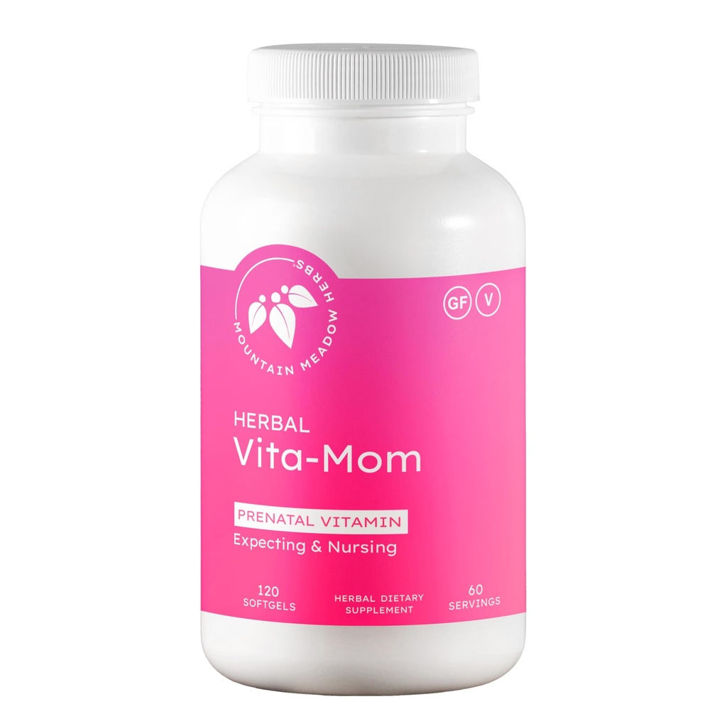 Hory Meadow Byliny Vita- MOM Prenatal Vitamíny - Bylinné doplňky pro ženy s kyselinou listovou, Žehlička, Multivitamins & Organic Byliny - 120 Softgels (2-Month Supply)