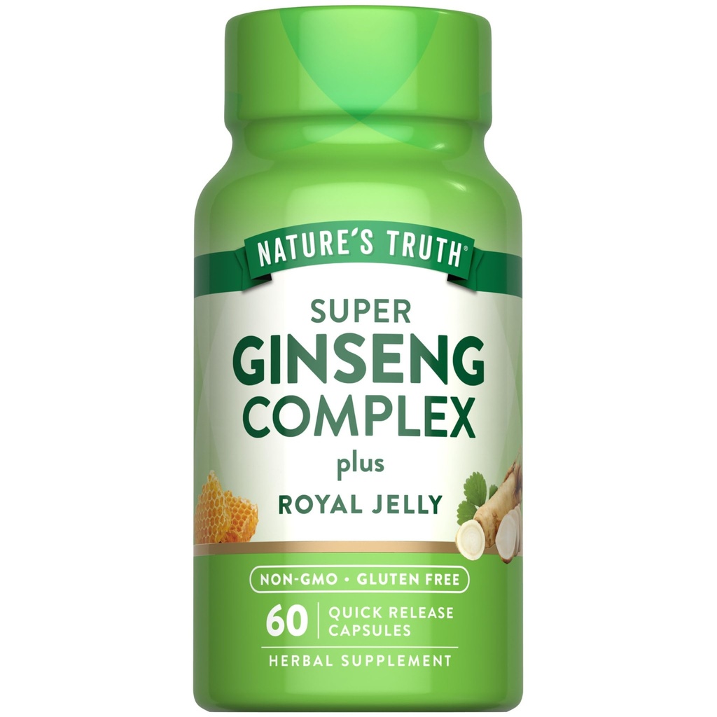 Nature 's Truth Super ženšen Komplex 124; 60 Kapsle 124; s Royal Jelly 124; Non-GMO & gluten zdarma dodatek