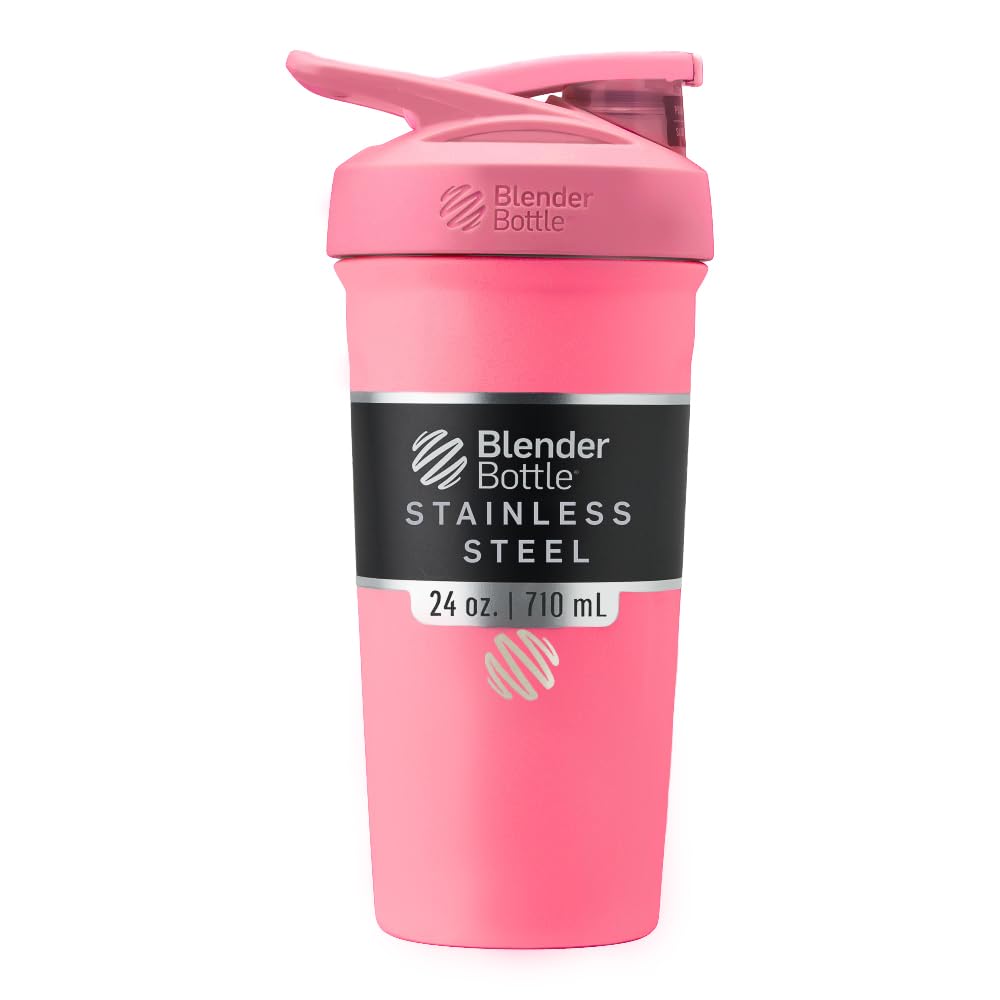 BlenderBottle Sport Izolovaná nerezová třepačka láhev s Wire Whisk, 24-Ounce, Pink - Protein Shkes & Hydration pro sportovce & Fitness nadšenci, snadné míchání, Drinky studené, uzamykatelné Lid