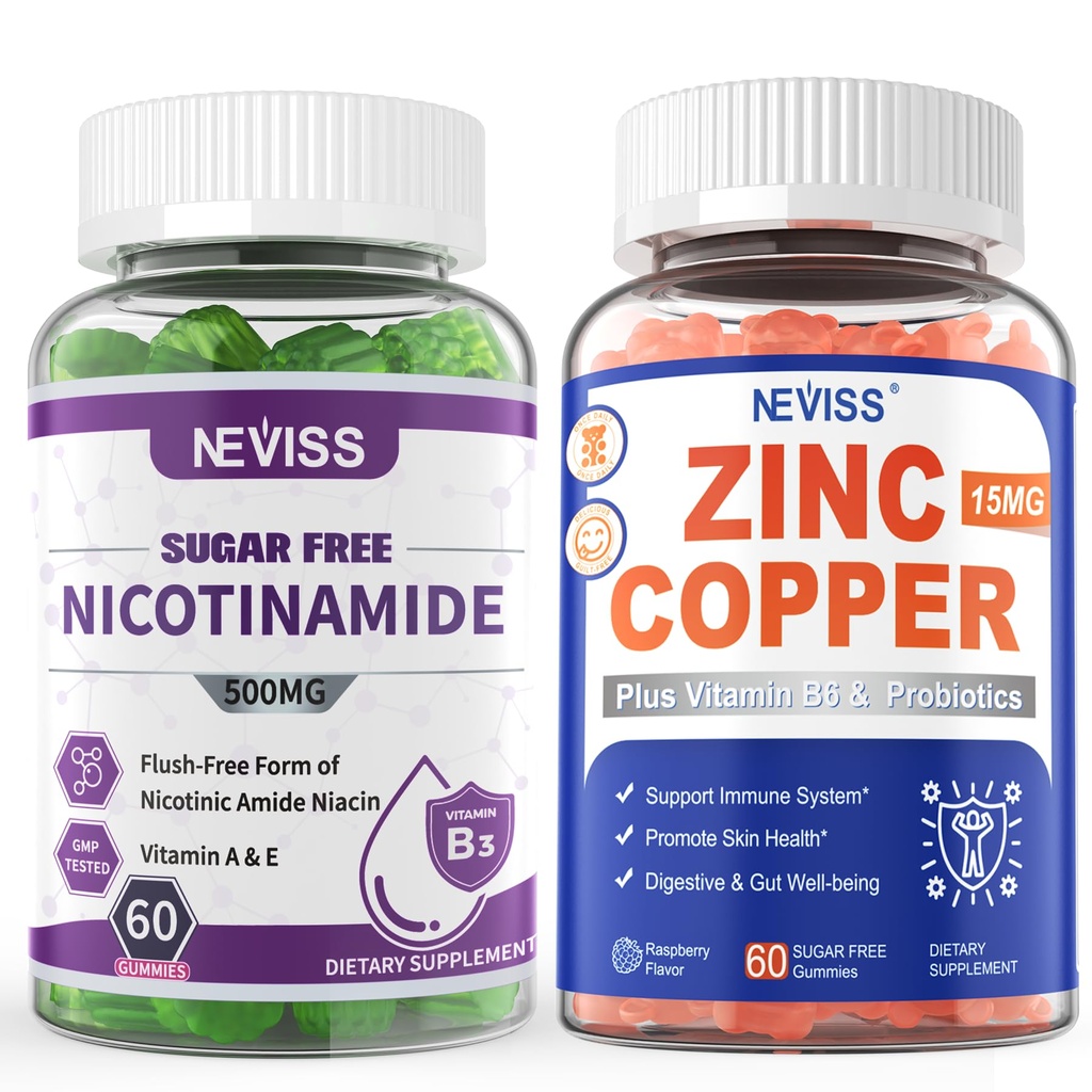 NEVISS Nikotinamid 500 mg gumové a zinkové měděné gumy