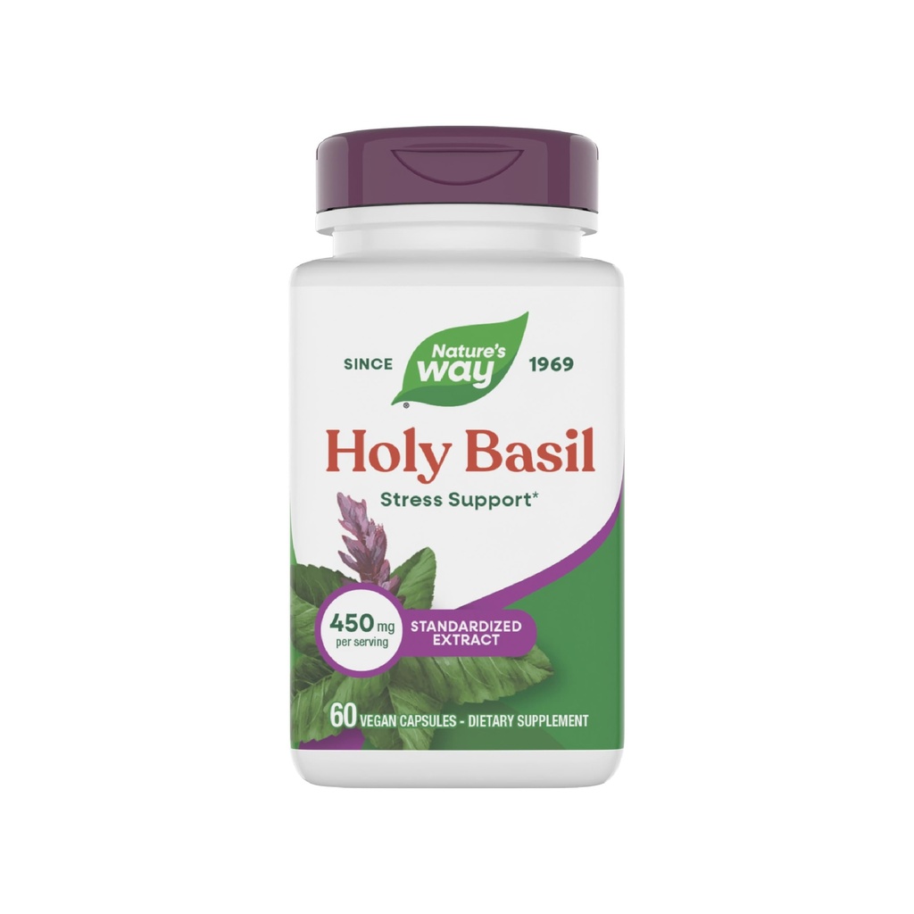 Nature 's Way Holy Basil Premium Extract, Stress Support *, Adaptogenic Herb *, 450 mg na porci, 60 Veganských kapslí (Balení květen Vary)