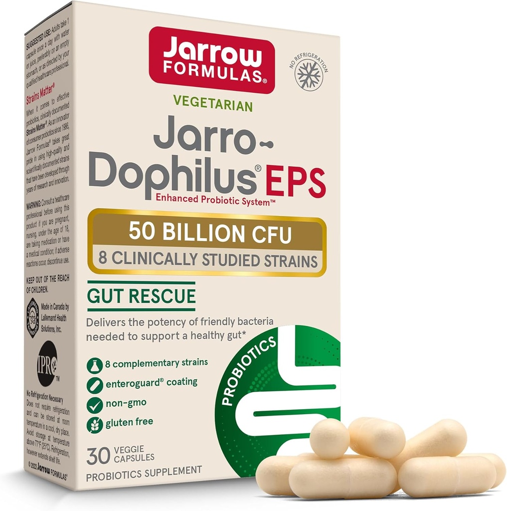 Jarro- Dophilus EPS - 50 miliard organizací per serving - 30 Enteric Coated Veggie Caps - Multi- Strain Probiotic - střevní a imunitní zdraví - Až 30 Služeb