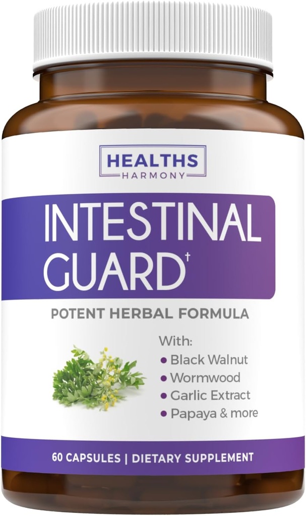 Střevní stráž (Non- GMO) - Potenciální přírodní vzorec s Wormwood, Black Walnut, Goldenseal, PAU D 'Arco, Clove, Česnek, Více - Vše v jednom dodatku - 60 Kapsle (Žádné pilulky)