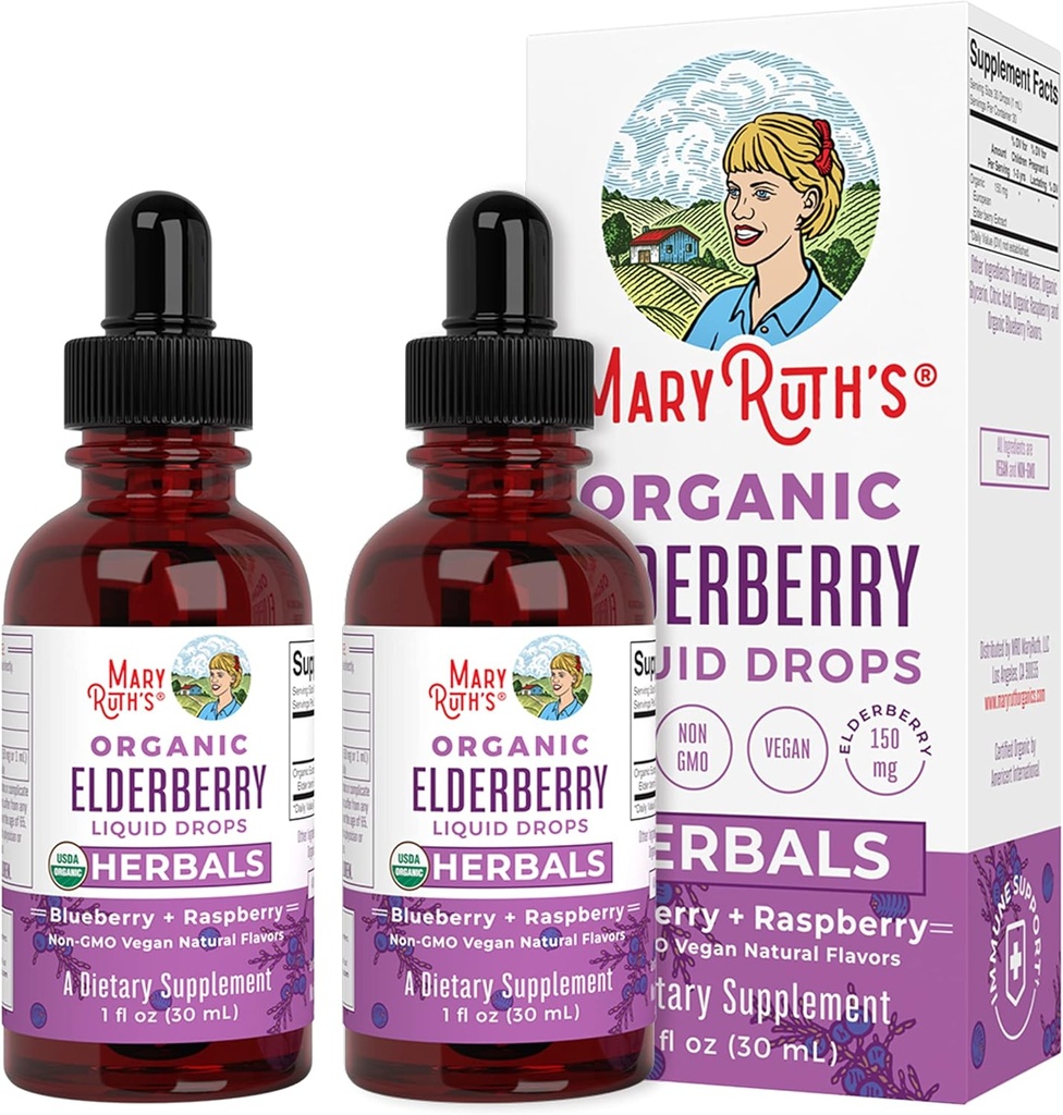 Elderberry Syrup 124; USDA Organic Elderberry CUP 124; Supplement Imunity Supplement for Ages 1 + CUR 124; Clean Label Project Ověřený, Vegan, Non-GMO, Gluten Free CUP 124; 1 Fl Oz (2 Pack)