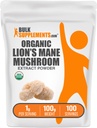 Bulksupplements.com Organic Lion 's Mane Houby Extract Powder - Lions Mane Supplement Powder, Superfood for Well- Being - Vegan, 1g per Serving, 100g (3.5 oz) (balení po 1)