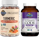 Zahrada života Organics Turmeric Zánětlivá odpověď Gummy, 120ct & Vitamin kód High potency Raw Zinek, 60ct