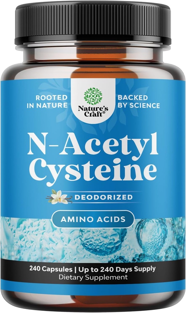 NAC dodatek N- Acetyl Cysteine 600mg - Vegan High Absorption Non- Smradlavý NAC 600 mg Kapsle Glutathione Prekurzor pro vyčištění jater Detox & Opravy Plus Lung Health and Immunity Support (240ct)