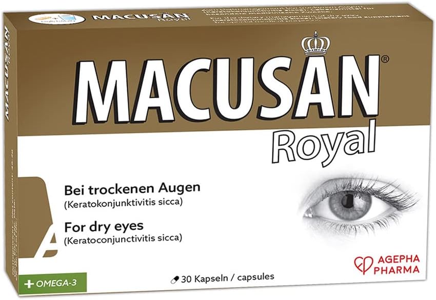 Royal Dry Eye Tablety 124; Prášky pro zdravé makula očí 124; Vitamin & Minerální doplněk s Lutein, Zeaxanthin & Omega-3 124; Doplňky pro dobré vidění