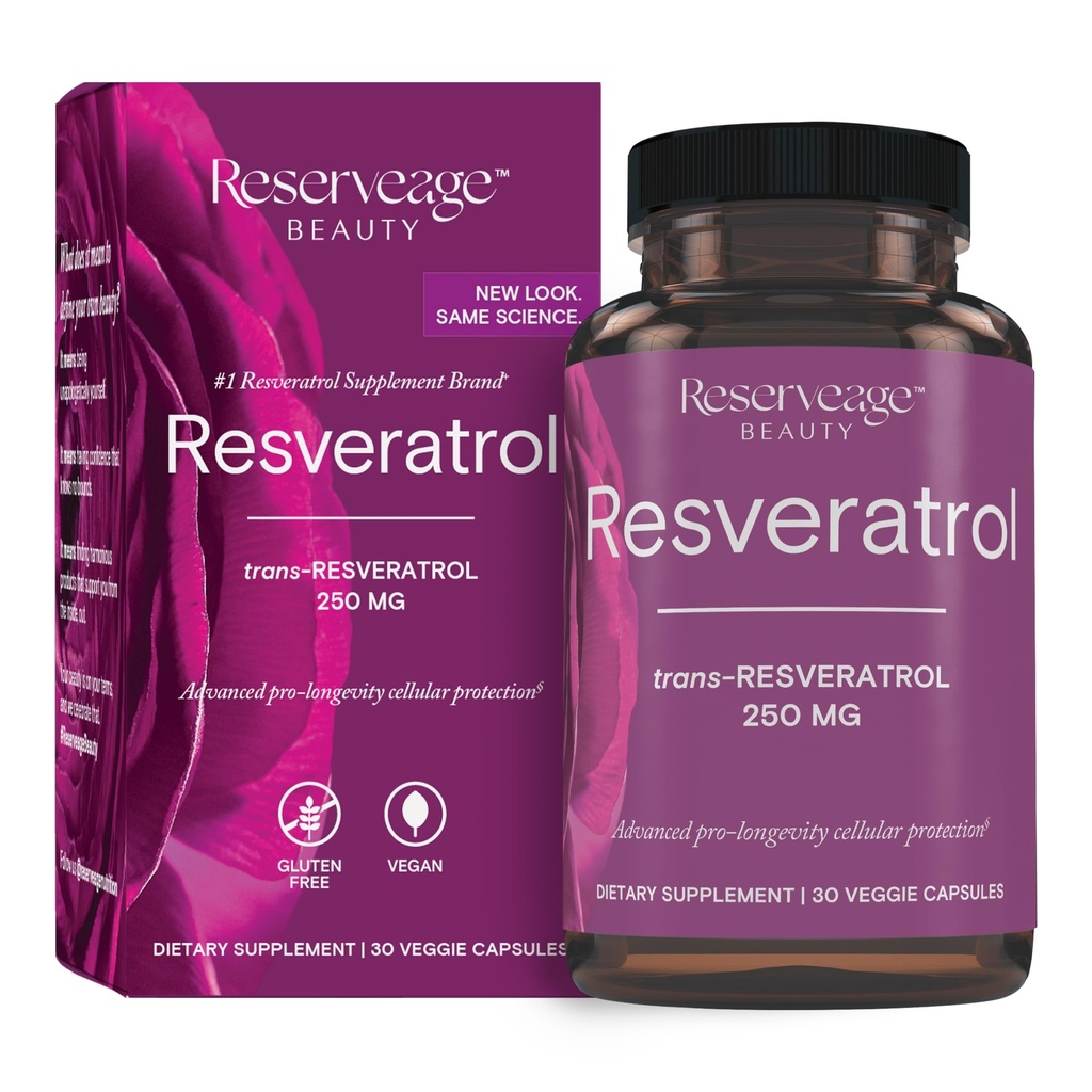 Rezervace Beauty, Resveratrol 250 mg, Antioxidant dodatek pro srdce a buněčné zdraví, podporuje zdravé stárnutí a imunitní systém, Paleo, Keto, 30 Kapsle