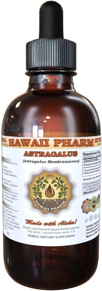 HawaiPharm Astragalus Liquid Extract, Organic Astragalus (Astragalus membranaceus) Sušená kořenová tinktura dodatek 4 oz