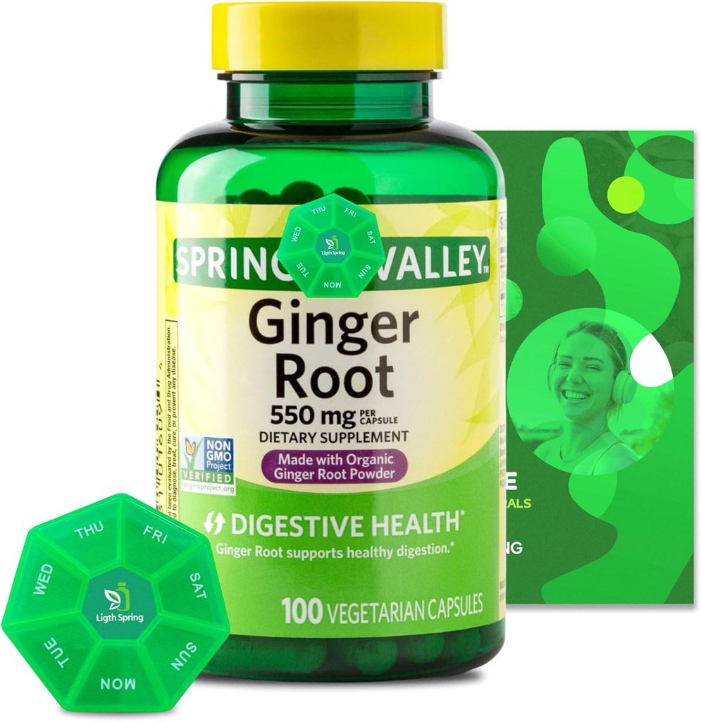 Ginger Root 550 mg, 100 Vegetariánských kapslí s Bundle Exkluzivní Vitamíny & Minerály - A až Z - Lepší Ligth & Spring Guide