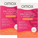 2 Pack Omax Prebiotika & Probiotika Komplex pro ženy, pH Balance, Vaginální zdraví, Močový Trakt, Kvasinky, UTI / BV Prevence, Bloating pH 20 miliard CFU 124; Vegan, Organic, Gluten Free, 60 Vege- Kapsle