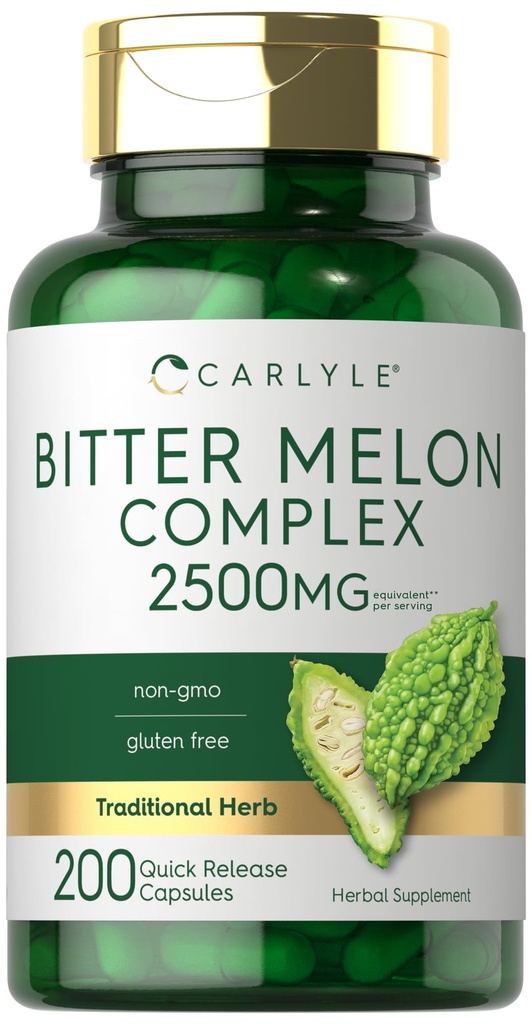 Carlyle Bitter Melon Kapsle 2500 mg column 124; 200 Count Côte 124; Non-GMO & Gluten Free Extract Côte 124; Komplexní dodatek
