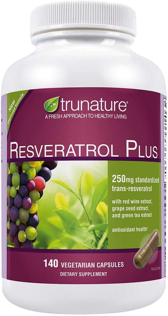 Trunature Resveratrol Plus Standardizované Trans- Resveratrol 250 Miligram, 140 Vegetariánských kapslí