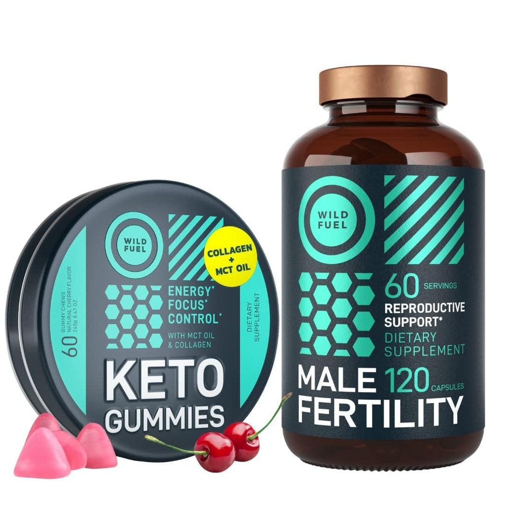 WILD PALIVA Muž doplněk plodnosti a Keto gumy zdraví a energie Bundle