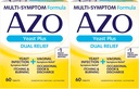 AZO Yeast Plus Dual Relief Tablety, kvasinková infekce a vaginální příznaky Relief, Relieves Svědění & Hoření, 60 Počet (balení po 2)