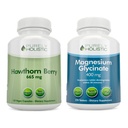 Čistě holistický Hawthorn Berry 665mg + magnesium- glycinát 400mg + 150 Kapsle & 270 Tablet - Vegan Bundle - Vyrobeno v USA