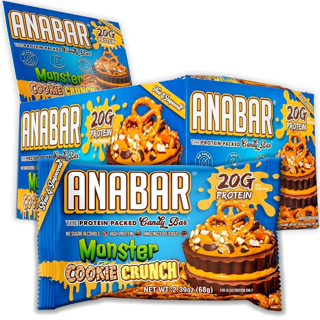 Anabar Protein Bar, Protein-Balené Candy Bar, Amazing Ochutnávání Protein Bar, No Sugar Alcohols, High Protein, Amazonly Delicious (12 Bary, Mléčná čokoláda Monster Crunch)