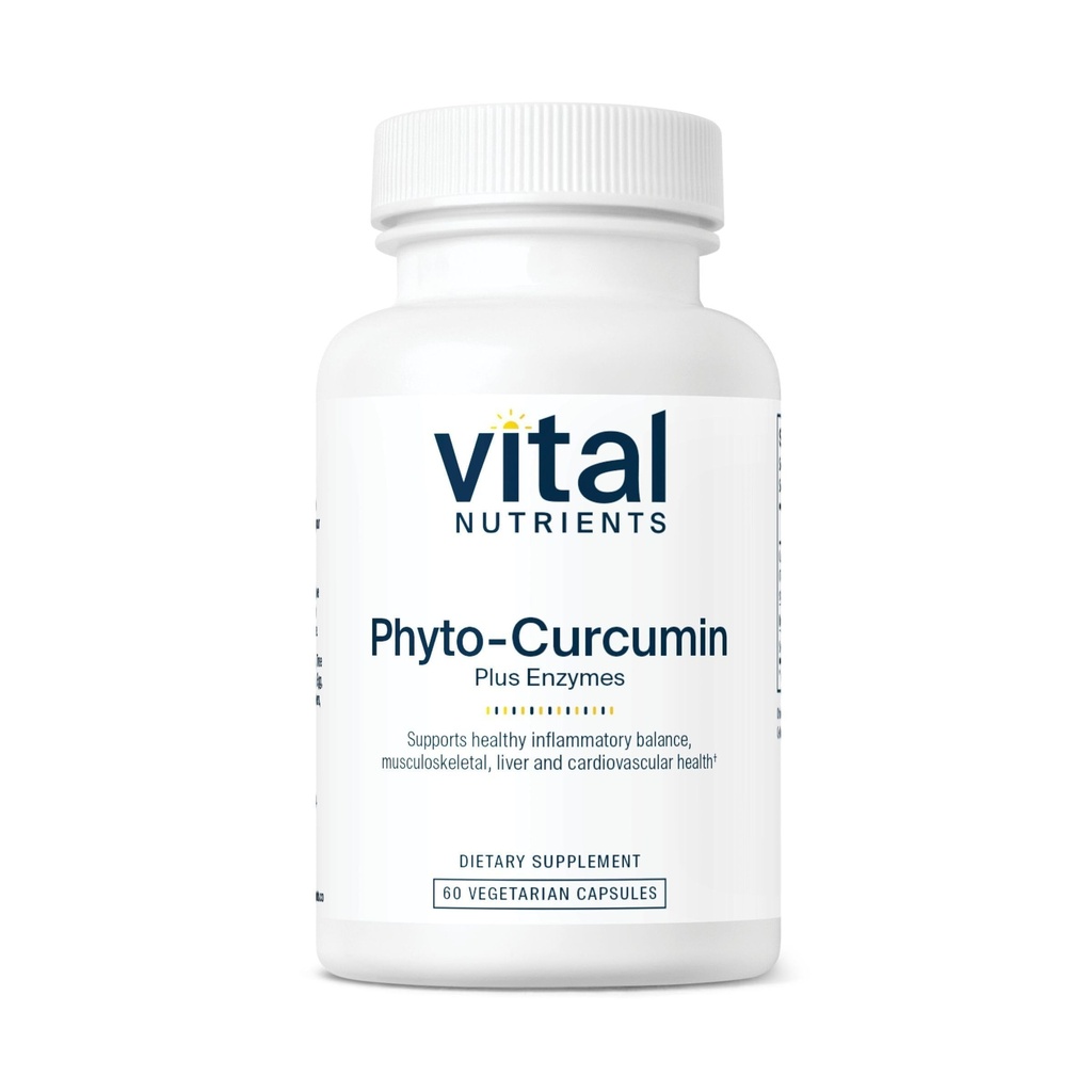 Vital Nutrients Phyto- Curcumin Plus Enzymy CL124; Curcumin doplňky s Phytosome Extract CL124; Podpora pro svalovinu, kosti, játra, a srdce zdraví * CL124; Gluten, mlékárny, Soy zdarma CL124; 60 Kapsle