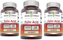 Amazing Difficias Folic Acid 1000 mcg (1 mg) Tablety dodatek 124; Vitamin B9 Acid 124; Non- GMO Acid 124; Gluten Free Acid 124; Made in USA (240 Počet 124; 3 Pack)