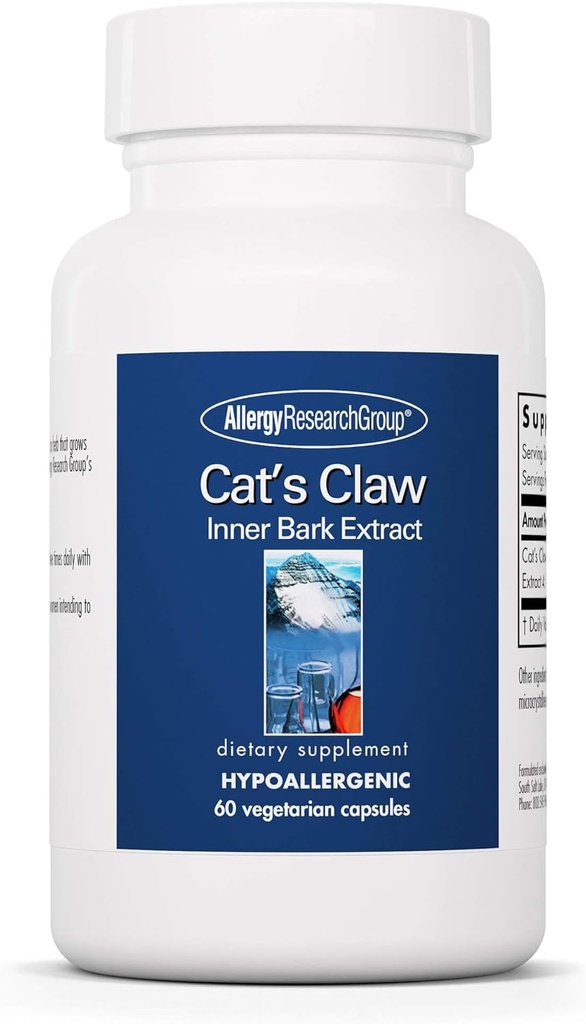 Alergie Research Group Cate 's Claw - Inner Bark Extract, Joint Health & Imunity Supplement, Herbal Supplement, Organic, Vegetarian Capsules - 60 Počet