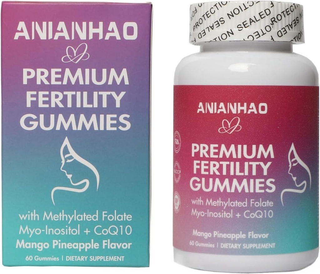 Prémiová plodnost Gummies pro ženy, Premium Feminin Balance Gummies, s Inositol, CoQ10, Folát a vitamíny, Podpora Hormon Balance, Ovulace / Menstruační cyklus, 1 měsíc Dodávka