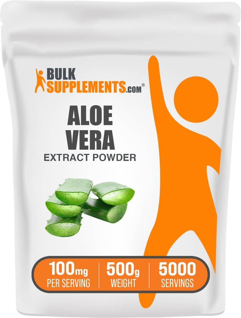 BulkSupplements.com Aloe Vera Extract Powder - Aloe Vera Dodatek, Bylinný dodatek - Vegan & gluten zdarma, 100mg na Serving, 500g (1,1 lbs) (balení po 1)