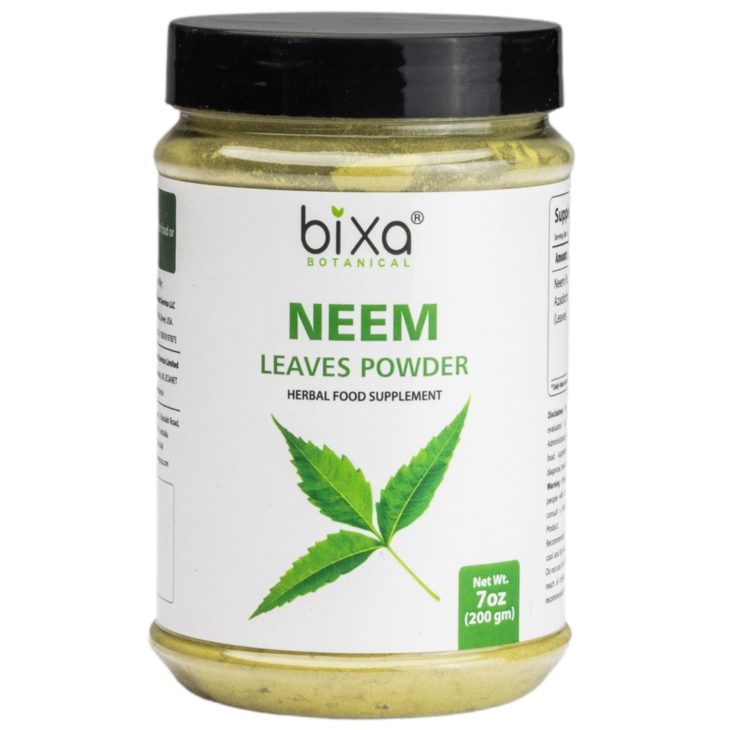 bixa BOTANICK Neem Leaf Powder 124; Azadirachta Indica CARL 124; 200 Grams / 7 OZ CARL 124; Ayurvedic Anti Alergic Herbal Supplement CARL 124; Gluten Free, Non- GMO, Steam Treated, Vegan.