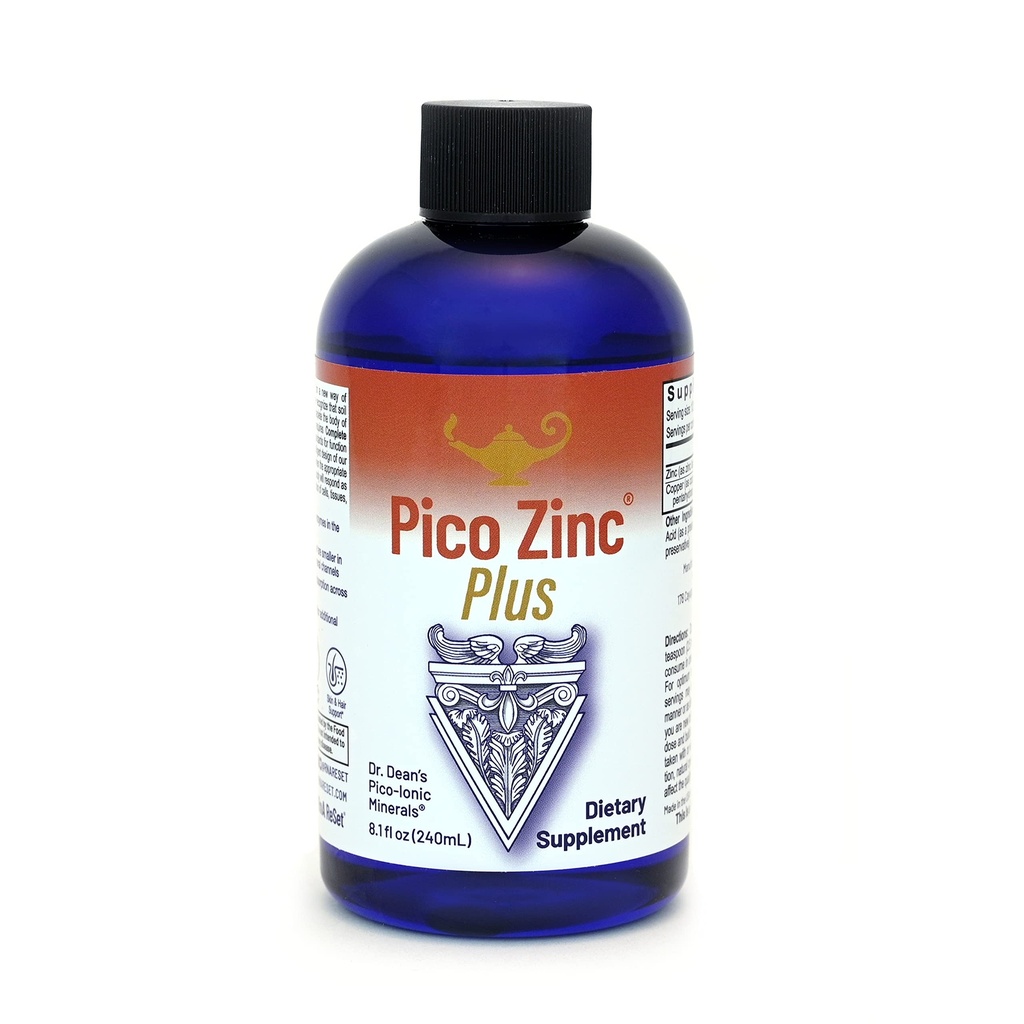 RnA ReSet Pico Zinek Plus - Tekutý zinek a měděný dodatek, Pico-iontový minerální roztok, 8.1 Fl Oz (1- Pack)
