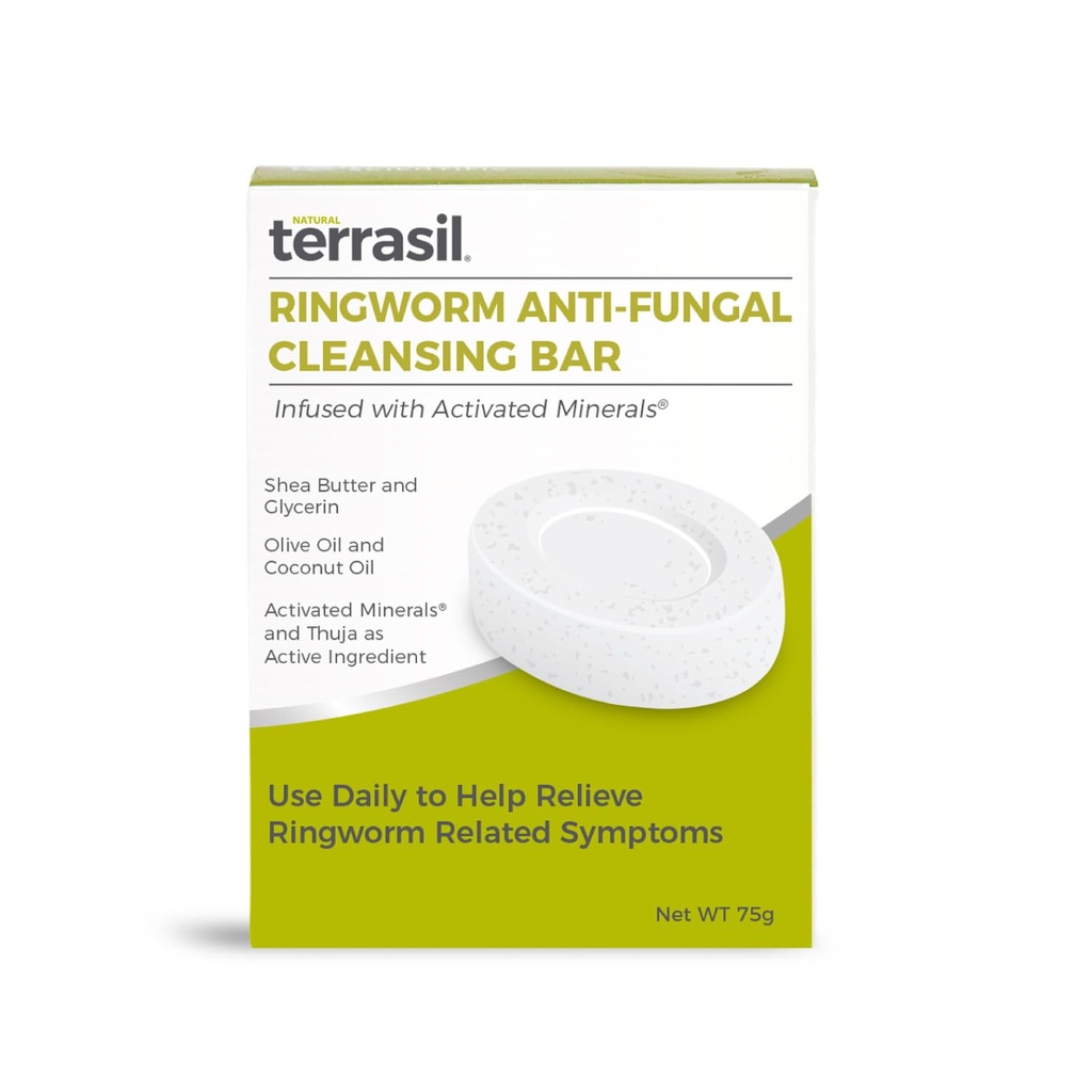 terrasil Antimykotické Ringworm mýdlo (75g) Ring Worm mýdlo Bar s přírodními přísadami Featuring Coconut Oil & Shea máslo, Ringworm léčba pro lidi kůže antimykotické mýdlo, Dermatolog Testován