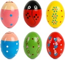 SallyFashion 6 PCS Dřevěná třesavka vejce pro Toddlers, Vejce Maracas Perkuse třesavky Hudební nástroje pro party Favoris Goodie Taška Stuffers Třídní ceny