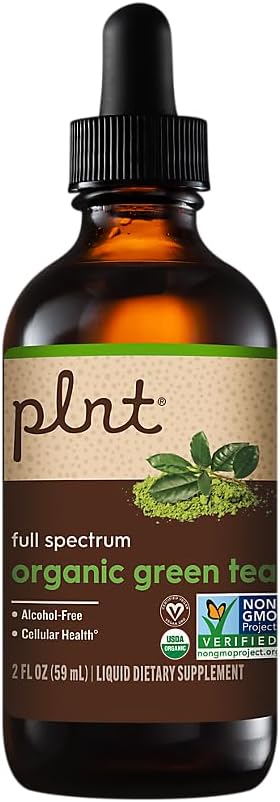 plunt Organic Liquid Green Tea a Full Spectrum a podporuje buněčné zdraví - Alcohol- Free (2 fl. oz.)