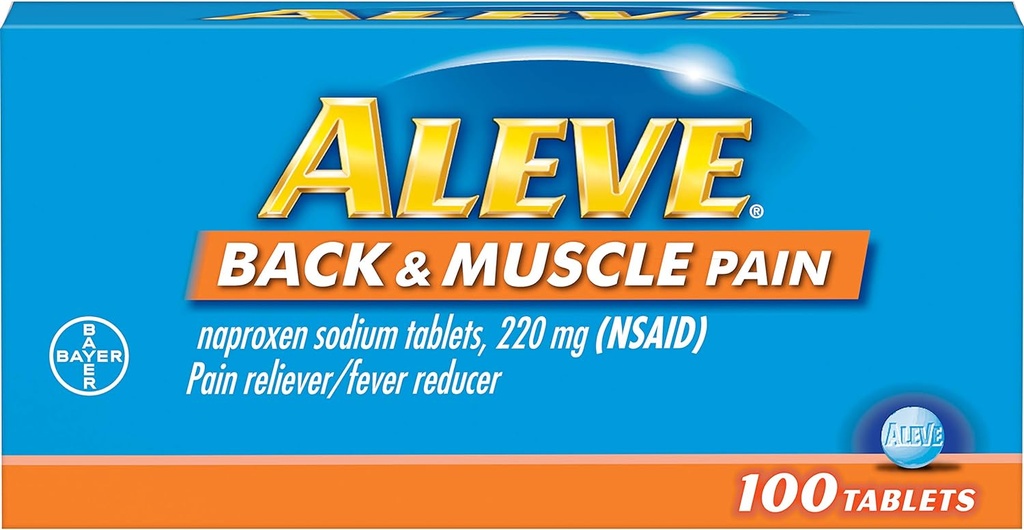 Alue záda a svalové bolesti tablety, rychle působící celý den cílená úleva pro bolest hlavy, svalů, a zad bolest, Naproxen sodné kapsle, 220 mg, 100 Počet