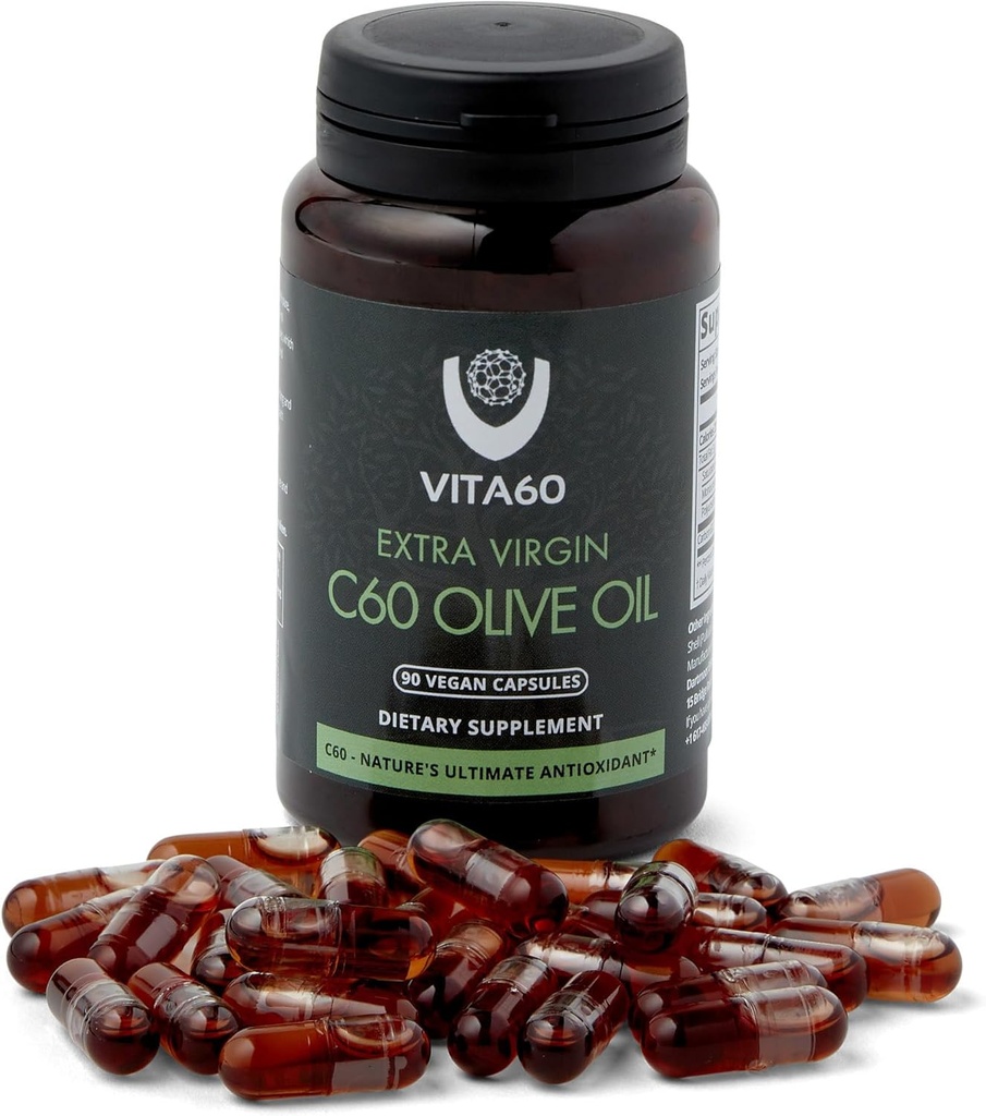 C60 Oil Kapsle 124; Age- Defying Vitality and Antioxidant Support Appropriate 124; 99.99% Čisté rozpouštědlo zdarma C60 Azosa124; Organic Oil Appropriate 124; Vegan Friendly Appropriate 124; Superior Customer Service (Olive Oil)