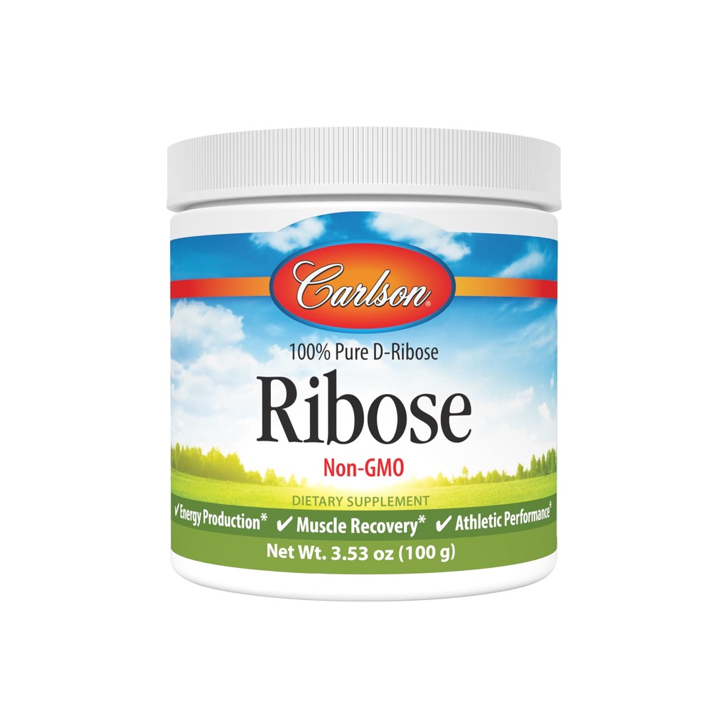 Carlson - Ribose, 100% čistý D- Ribose, non-GMO, Energy Production, Muscle Recovery & Athletic Performance, 3.53 oz (100 g)