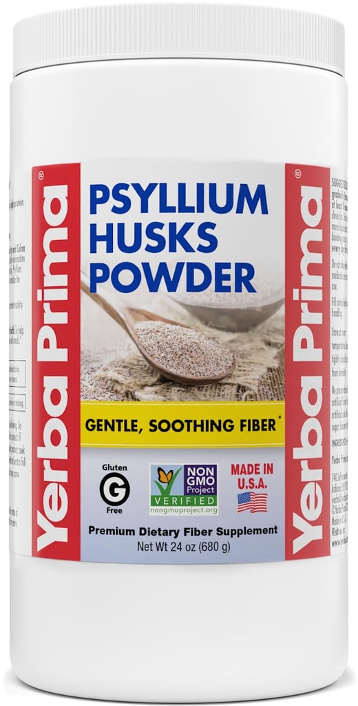 Yerba Prima Psylium Husk Powder - 24 oz - Fine Ground, Neochucený, cukr zdarma - Přírodní doplněk vlákna - Také pro pečení - Obsahuje jak rozpustné a nerozpustné Bulk pro podporu regulace