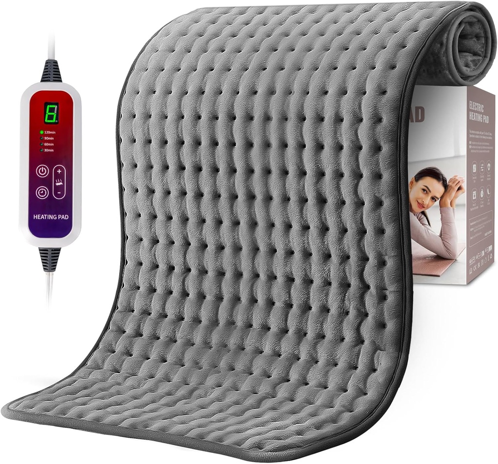 Qfun Extra Velký topný Pad pro záda bolest, 19.6 "x39.3" XXL Rychlé teplo Pad Neck a Shoulde Elektrický topný Pad pro období křeče s 6 teplotní nastavení & Auto Shut- Off, Vánoční dárky pro muže