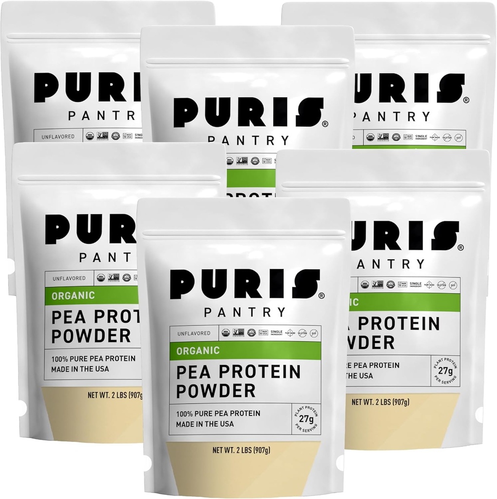 PURIS Organic Pea Protein Powder - USDA Organic Vegan Protein PHARMAN124; 27g Plant Protein Per Serving PHARMAN124; Non- GMO Gluten- Free Soy-Free PHARMAN124; Clean Label PHARMAN124; Smooth Taste PHARMAN124; 2 LB (6 balení)