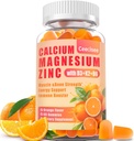 Zinkové gumy hořčíku s D3 & B6 & K2,1000mg kalcium gumy s 300mg Magnesium Podpora imunní energie pro dospělé a dospívající, bez cukru (60 Počet)