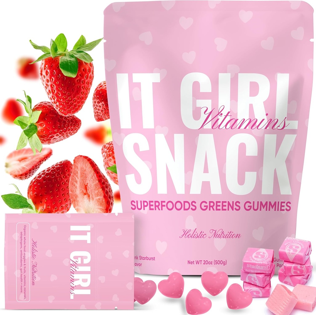 Zdravé svačiny pro dospělé - Denní Super Zelené Gummies, Multivitamin Superfood Gummy Medvědy, Spirulina, Chlorella, Prebiotika & Fiber pro stravitelné zdraví, Adaptogeny dodatek, 20 Vitamíny & Minerály