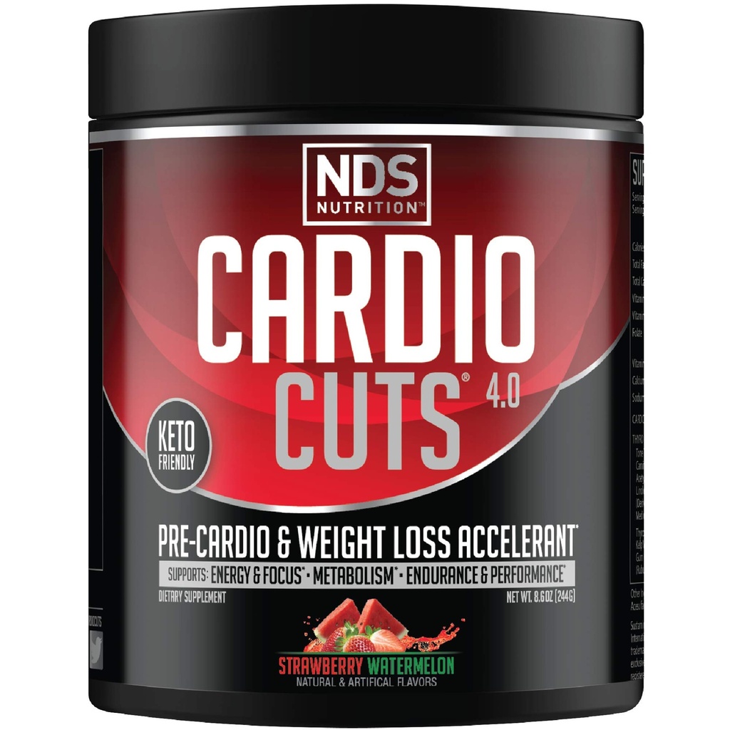 NDS Nutrition 4.0 Pre Workout Dodatek - Pokročilé váhové ztráty a Pre Cardio Formule s L- karnitin, CLA, MCTs, L- glutamin, a olej z jahodové vody - Jahodový meloun (40 Služeb)