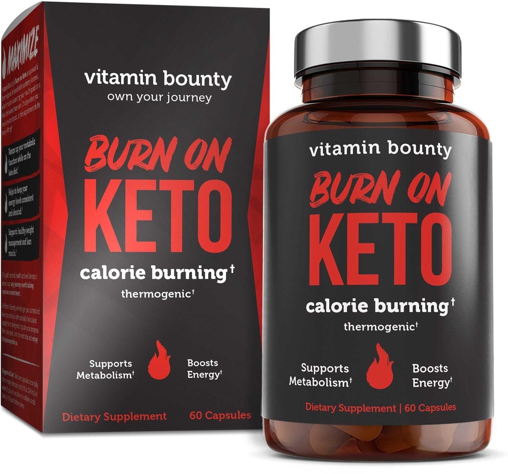 Vitamin Bounty Burn na termogenní Keto spalování tuků pro muže a ženy - hubnutí doplněk s Malina Ketony - Metabolismus Booster, Energetické pilulky, Appetite Conpressant - 60 Kapsle