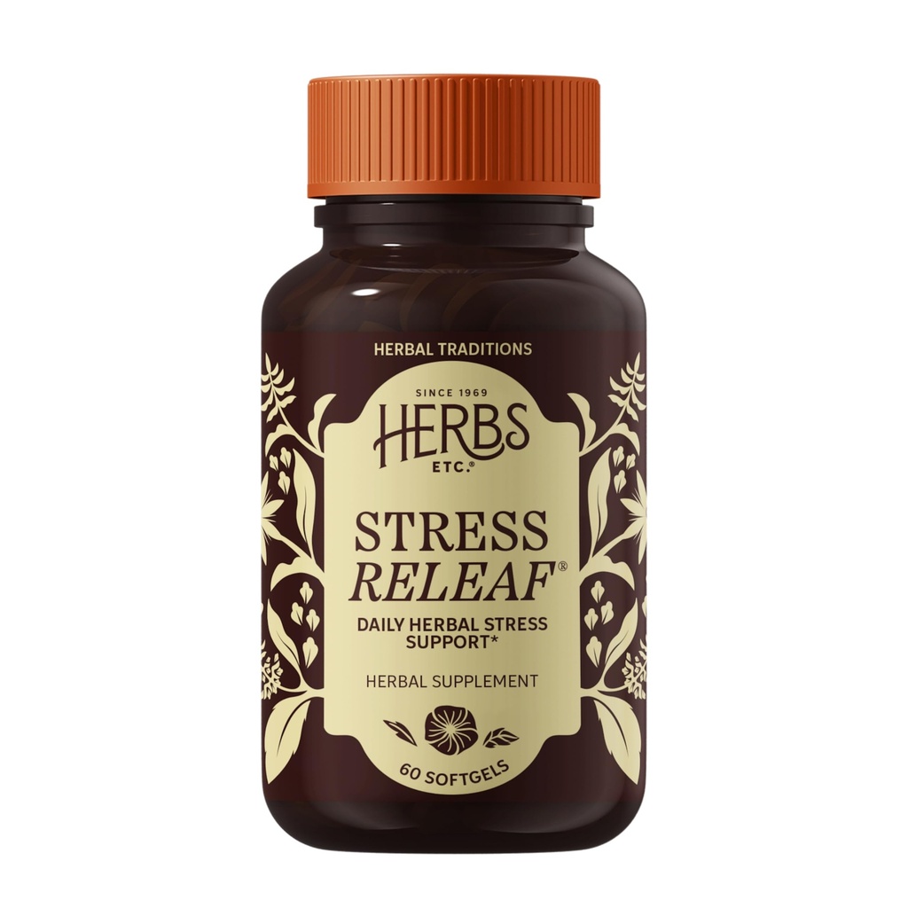 Byliny Etc. Stress ReLeaf - Bylinný dodatek k podpoře relaxace - Stress Support Supplemment - gluten-Free - 60 Softgels (60 Služeb)