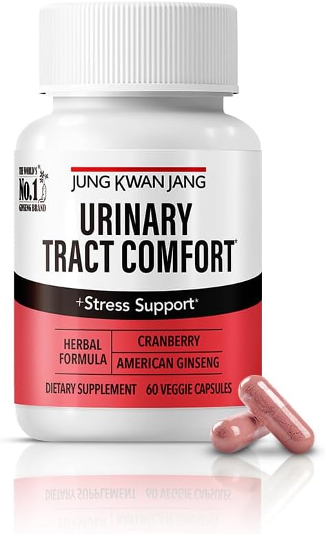 JUNG KWAN JANG Urinary Tract Comfort Formule s Pacran Cranberry 500mg, American Ginseng 143mg - Příplatek na podporu zdraví při močení - 60 Kapsle pro ženy a muže