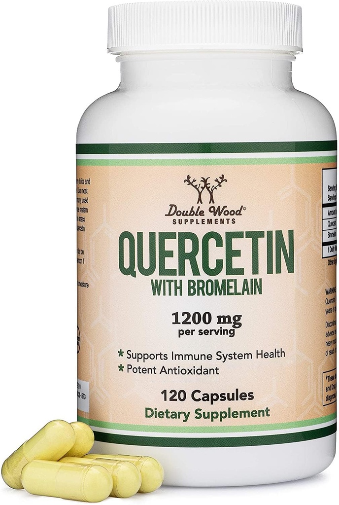 Quercetin s Bromelain - 120 Počet (1,200mg Servings) Imunitní zdravotní kapsle - Podporuje zdravé imunitní funkce u mužů a žen (Vegan Safe, třetí strana Testováno, gluten zdarma) od Double Wood
