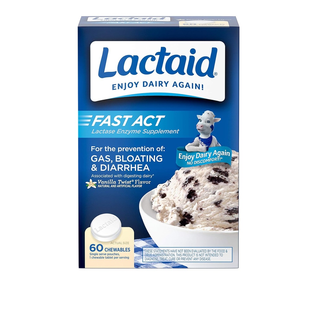 LACTAID Fast Act Chewables Vanilla Twist 60 ea (balení po 3)